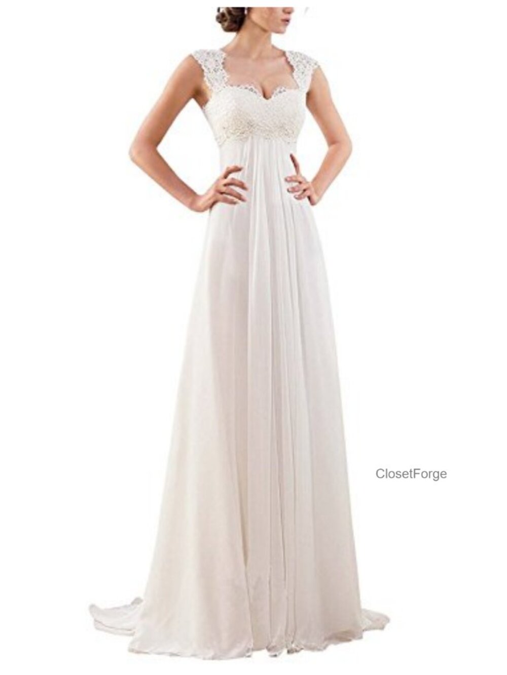 Wedding Dress Sleeveless Lace A-line Chiffon Petite Plus Size